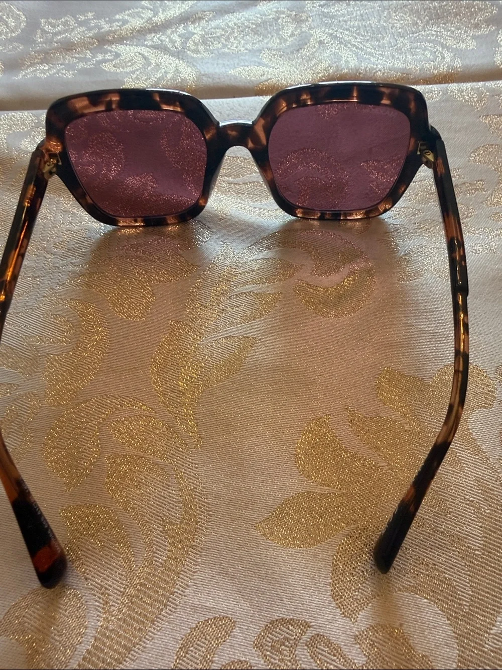MaxMara Tortoiseshell Square Sunglasses with Red Pouch